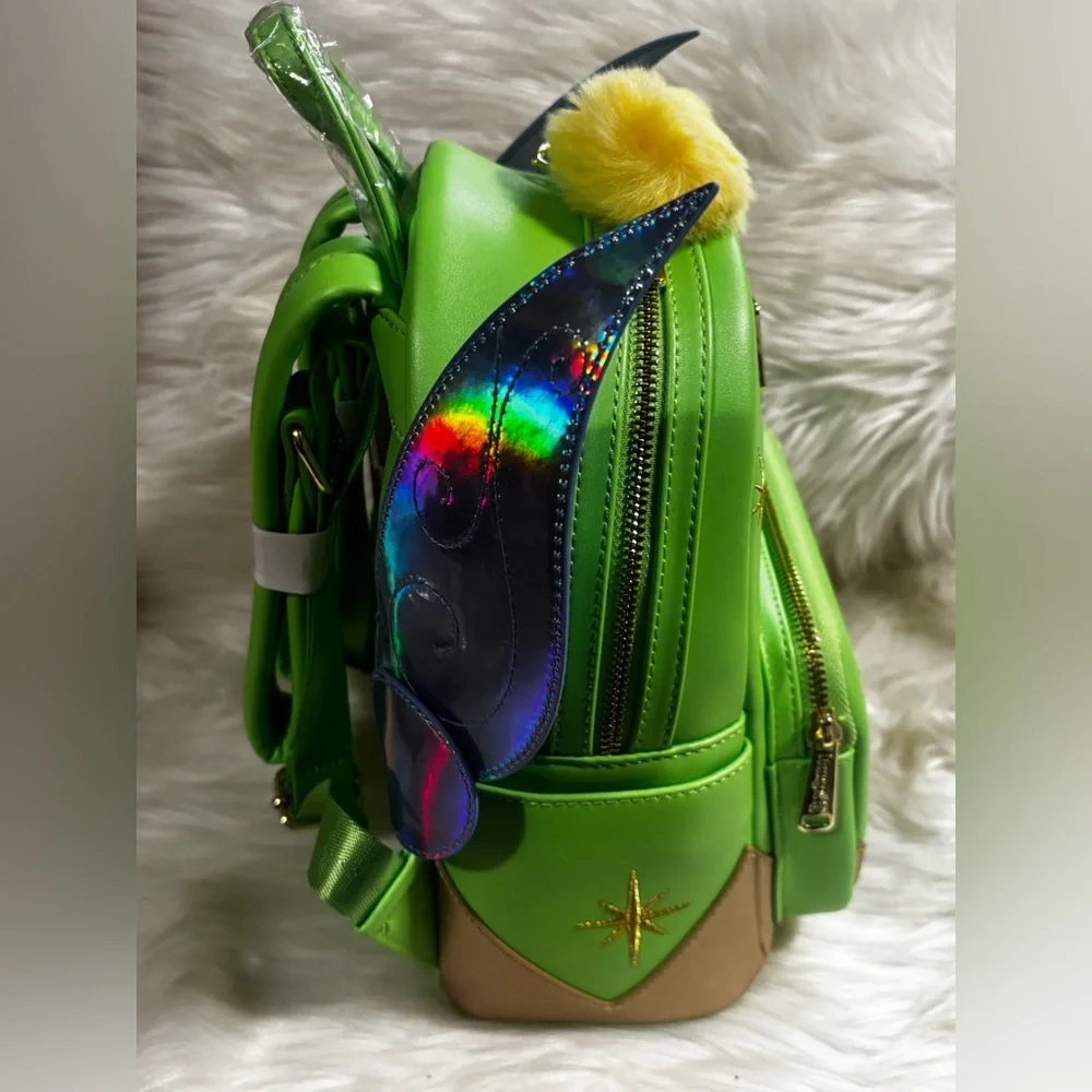 Loungefly Disney Tinkerbell Iridescent Holo Holographic Wings Pom Pom Backpack